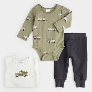 * Petit Lem 6 Month 3 Piece Set Pumpkin Pickup Truck NWT